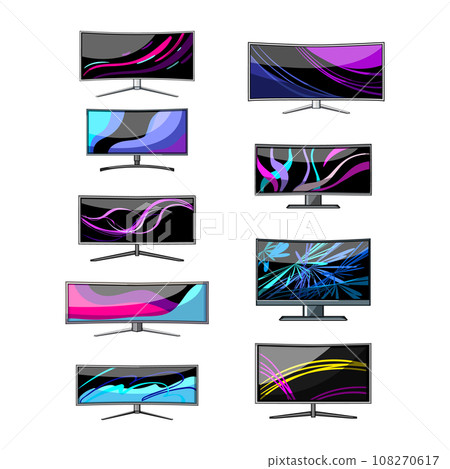 curved screen set cartoon vector illustration curved screen set cartoon vector illustration 108270617