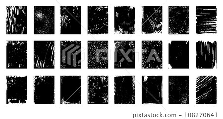Overlay dirty textures. Grunge brush effects, dust and paint drawing. Vintage effect creases and wear, various paper damages neoteric vector set Overlay dirty textures. Grunge brush effects, dust and paint drawing. Vintage effect creases and wear, various paper damages neoteric vector set 108270641