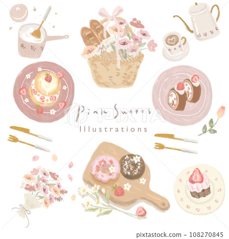 Collection of illustrations of cute cafe food and menus for adults Collection of illustrations of cute cafe food and menus for adults 108270845