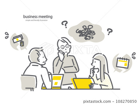 A business meeting where a problem occurred - simple and stylish line drawing illustration 108270850