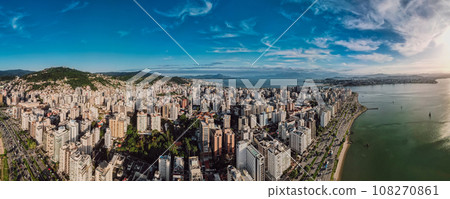 Panorama of Florianopolis downtown. Modern buildings in Brazilian city. 108270861