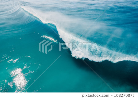 Barrel wave in Atlantic ocean. Crashing surfing wave. Aerial view Barrel wave in Atlantic ocean. Crashing surfing wave. Aerial view 108270875