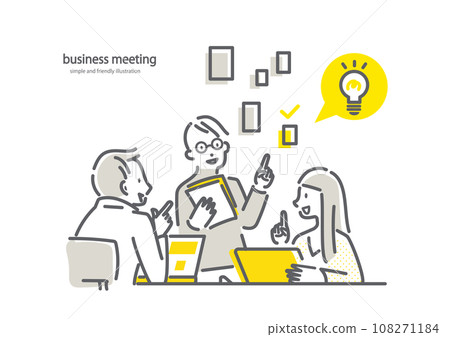 問題解決商務會議簡單時尚的線畫插圖 108271184