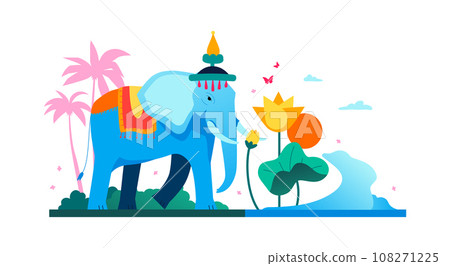 Elephant in natural habitat - modern colored vector illustration 108271225