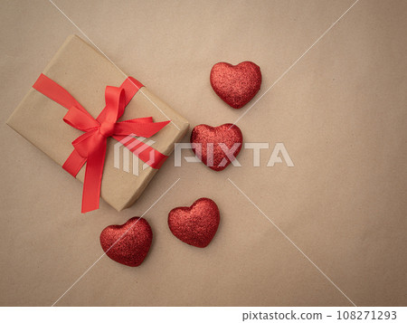 Valentine's Day background. Gifts, confetti. Valentine's day concept. Flat flat, Valentine's Day background. Gifts, confetti. Valentine's day concept. Flat flat, 108271293