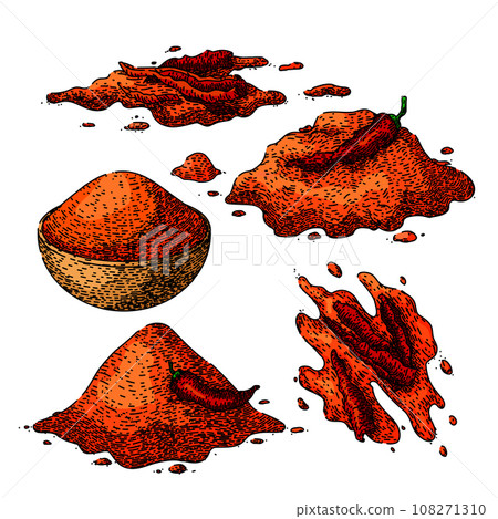 paprika set sketch hand drawn vector 108271310