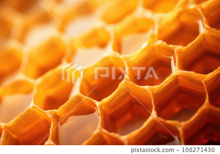 Fragment of honeycomb with full cells in bright sunlight Fragment of honeycomb with full cells in bright sunlight 108271430