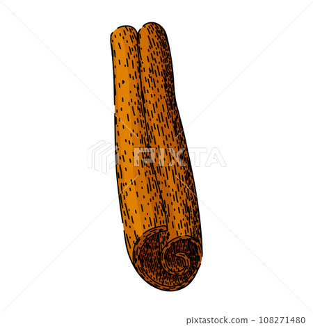 ingredient cinnamon sketch hand drawn vector 108271480