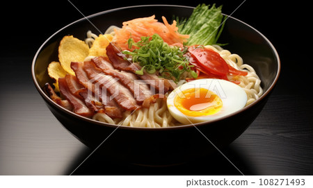 Bowl of Ramen with eggs - Japanese noodle dish 108271493