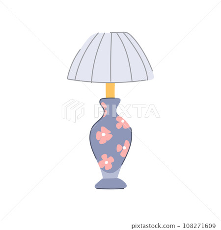 decor vintage table lamp cartoon vector illustration 108271609