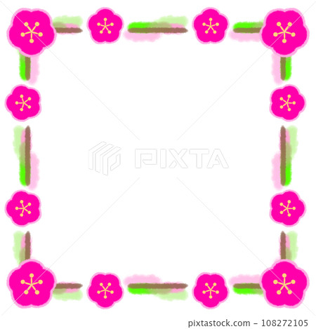Rectangular frame illustration decorated with plum blossoms 108272105