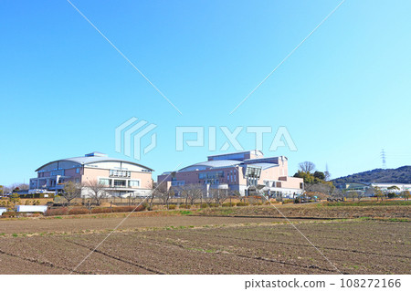 Koda Town, Aichi Prefecture, scenery of the town hall and library 108272166
