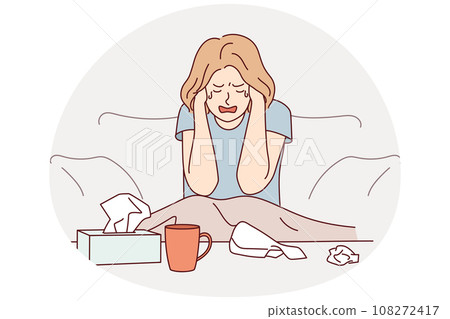 Unhappy woman crying at home Unhappy woman crying at home 108272417