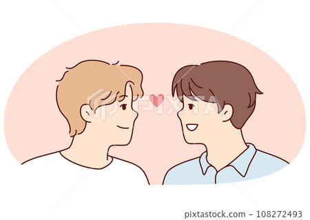 Happy gay couple showing love Happy gay couple showing love 108272493