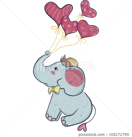 character design collection baby elephant Valentine's Day love concept 108272799