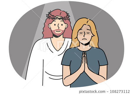 Jesus Christ appeared to blonde girl in prayer. 108273112