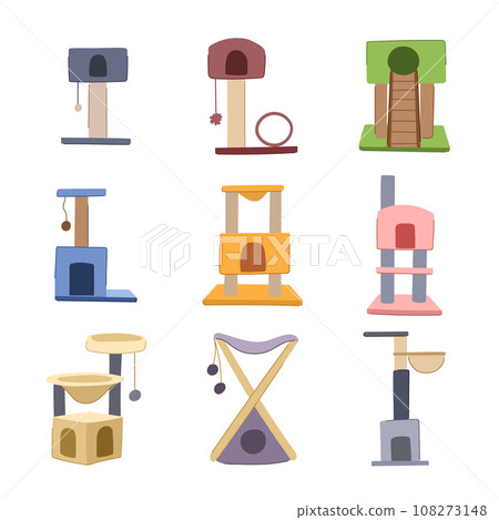 cat house tree set cartoon vector illustration cat house tree set cartoon vector illustration 108273148