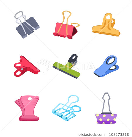 binder clip set cartoon vector illustration binder clip set cartoon vector illustration 108273218