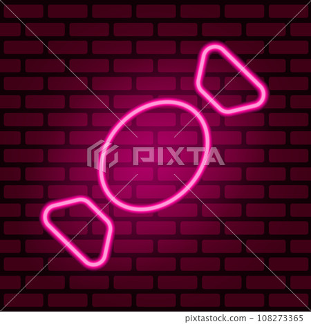 Glowing neon pink candy icon isolated on brick wall background. Illustration Glowing neon pink candy icon isolated on brick wall background. Illustration 108273365
