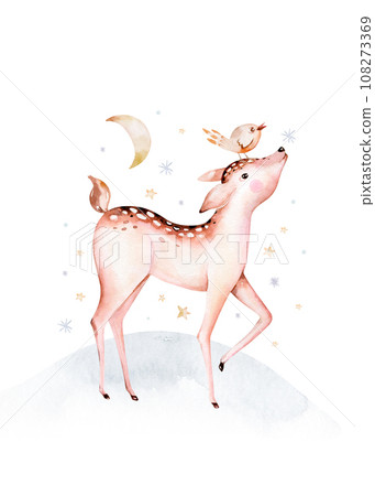 Watercolor Merry Christmas illustration with snowman, christmas tree , snowman, holiday cute animals bunny rabbit, rabbit and baby deer . Christmas celebration cards. Winter new year design. Watercolor Merry Christmas illustration with snowman, christmas tree , snowman, holiday cute animals bunny rabbit, rabbit and baby deer . Christmas celebration cards. Winter new year design. 108273369