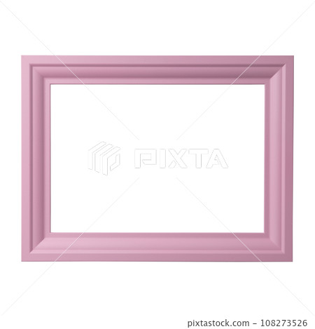 Pink blank picture frame, realistic horizontal picture frame. Empty white picture frame, mockup template isolated on white background. 108273526