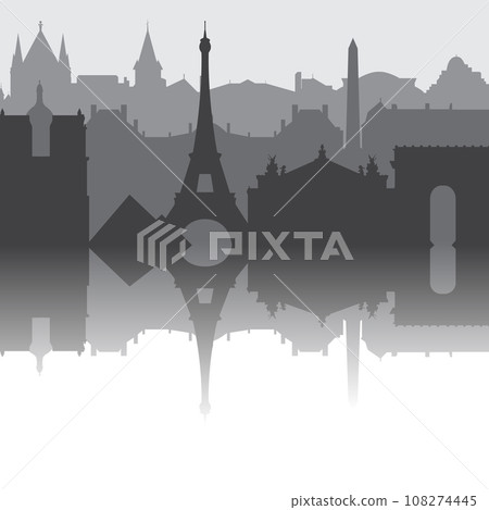 Paris City skyline. Silhouette City Paris France background. Vector illustration Paris City skyline. Silhouette City Paris France background. Vector illustration 108274445