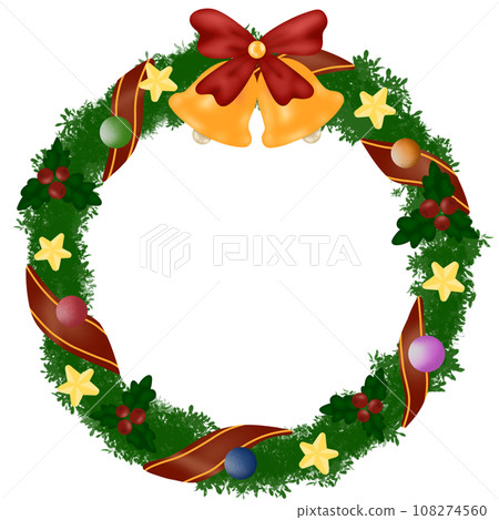 christmas wreath with holly and berries 108274560