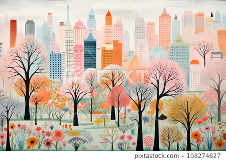 Park and city-2 (pastel tone) 108274627