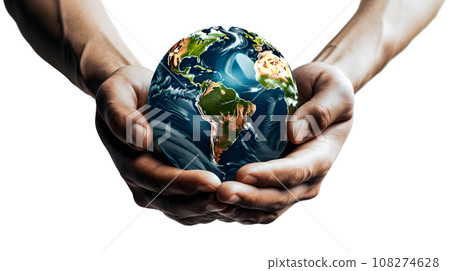 Green planet in hands 108274628