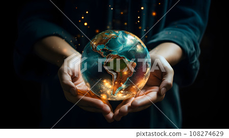 Green planet in hands Green planet in hands 108274629