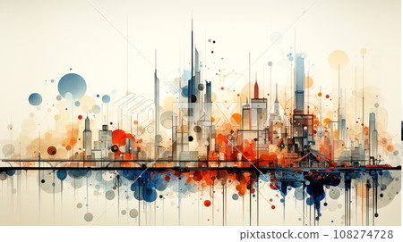 Abstract watercolor cityscape background 108274728