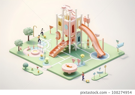Park with playground equipment (isometric) 108274954