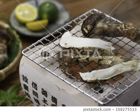 秋天的味道：烤松茸，優質食材，炭火烤松茸 108275533