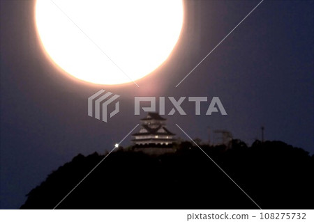 Gifu Castle and full moon 108275732