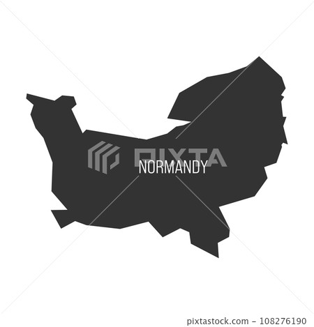 Normandy - map of administrative division, region, of France. Dark grey vector silhouette. 108276190