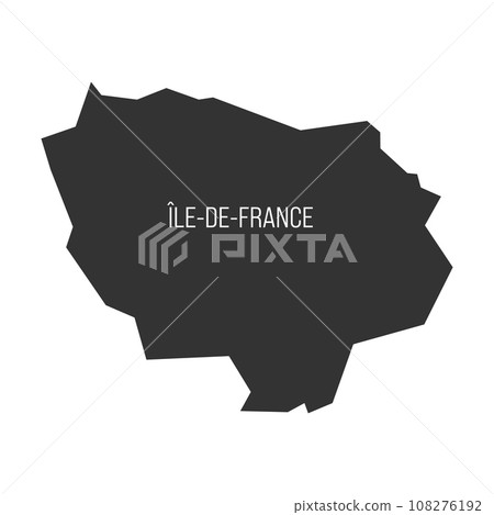Ile-de-France - map of administrative division, region, of France. Dark grey vector silhouette. 108276192