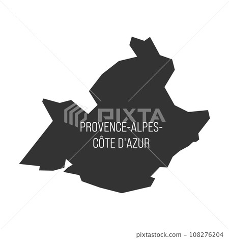 Provence-Alpes-Cote d Azur - map of administrative division, region, of France. Dark grey vector silhouette. Provence-Alpes-Cote d Azur - map of administrative division, region, of France. Dark grey vector silhouette. 108276204