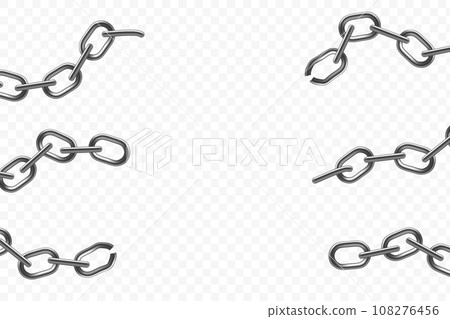 Metal chain with broken links. 108276456