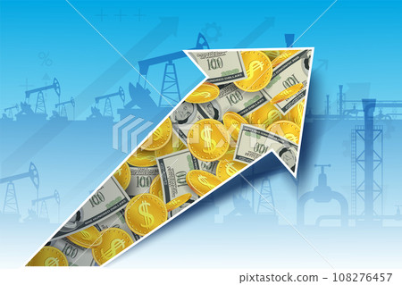 Arrow of a rising price of natural gas or crude oil. 108276457