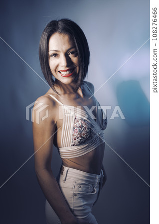 Sexy female underwear model in studio Sexy female underwear model in studio 108276466