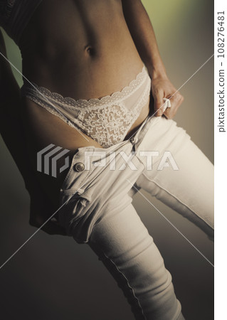 Beautiful lady underwear model in studio Beautiful lady underwear model in studio 108276481