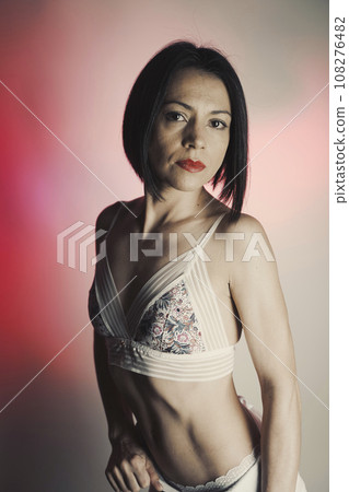 Beautiful lady underwear model in studio Beautiful lady underwear model in studio 108276482