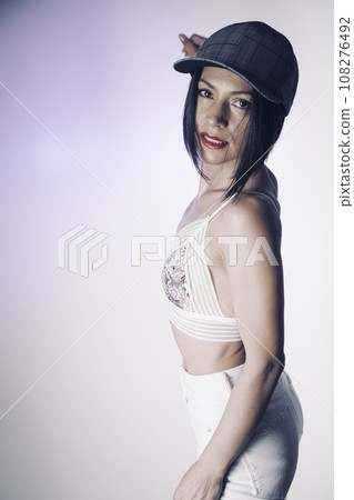 Sexy female underwear model in studio Sexy female underwear model in studio 108276492