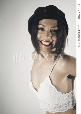Beautiful lady underwear model in studio Beautiful lady underwear model in studio 108276494