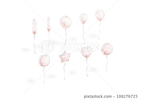 Blank white transparent balloon with confetti mockup, different shapes 108276725