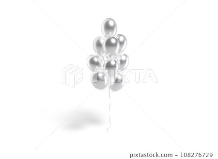 Blank silver round balloon bouquet mockup, front view 108276729