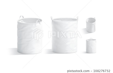 Blank white laundry hamper bag mockup, different views 108276732
