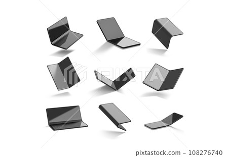 Blank black flexible flip book phone display mockup, different types 108276740