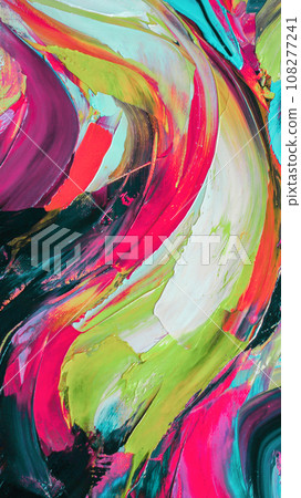 Closeup of a painting by oil and palette knife. Highly-textured, high quality details. Fragment of multicolored texture painting. Abstract art background. oil on canvas. Rough brushstrokes of paint. Closeup of a painting by oil and palette knife. Highly-textured, high quality details. Fragment of multicolored texture painting. Abstract art background. oil on canvas. Rough brushstrokes of paint. 108277241
