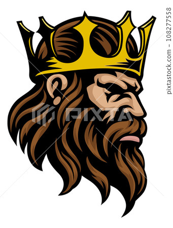 King Crown Warrior Head Mascot Medieval Face Man 108277558